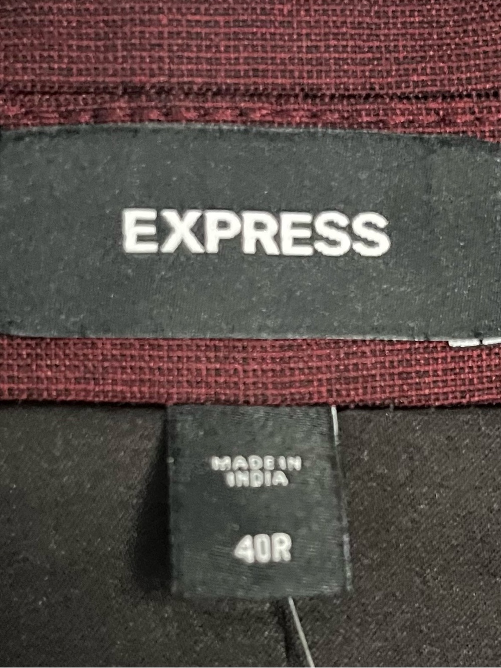 Express Men's Wine Burgundy Oxblood  Slimfit Suit Jacket SZ 40R - Picture 5 of 5